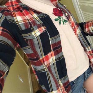 Plaid striped flannel shirt